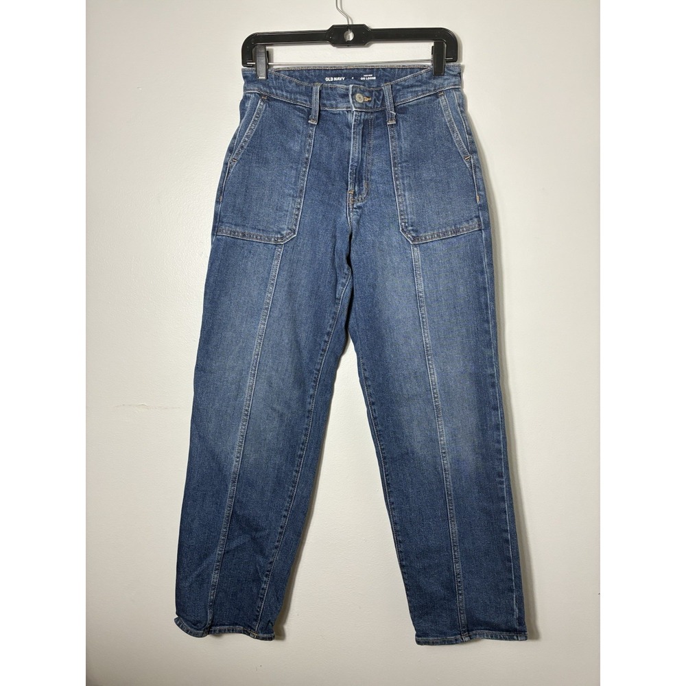 Old Navy High Rise OG Loose Jeans Women's 4 Dark Wash Wide Leg Retro